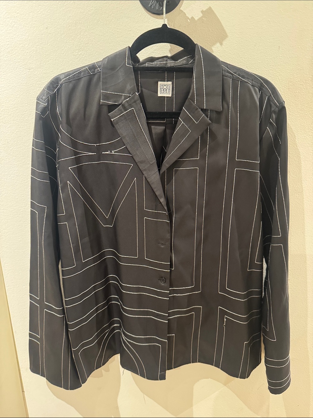Toteme Black Graphic-Stitch Button-Down Shirt